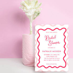 Modern Pink Wavy Curve Bridal Shower Invitation