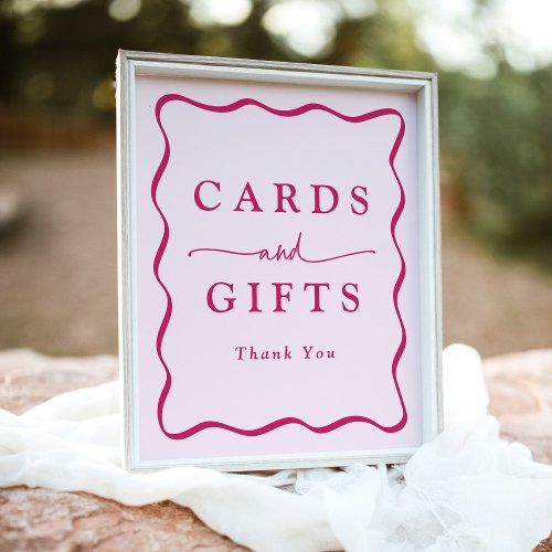 Modern Pink Wavy Frame Cards and Gifts Poster
