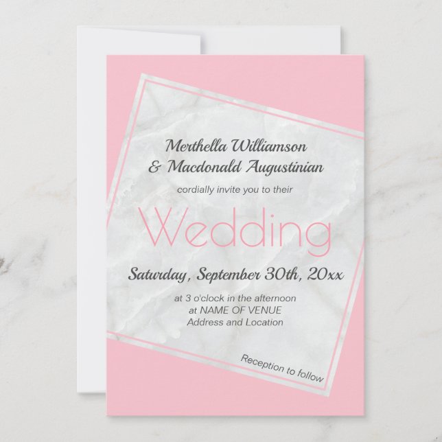 Modern Pink Wedding Invitation (Front)