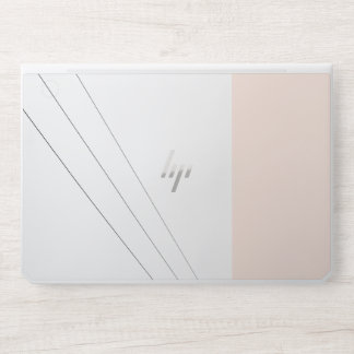 Modern Pink White Black line Marble HP Laptop Skin