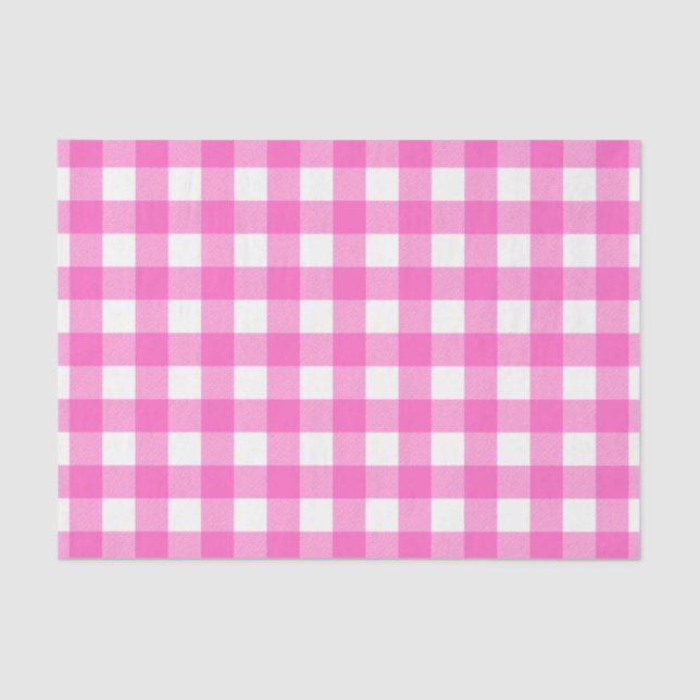 Modern Pink White Buffalo Checks Tissue Paper (Front)