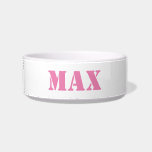 Modern pink white custom name dog cat Bowl<br><div class="desc">Modern pink white custom name text monogram dog cat Bowl</div>