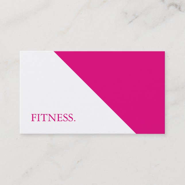 Modern Pink & White Fitness Business Card (Front)