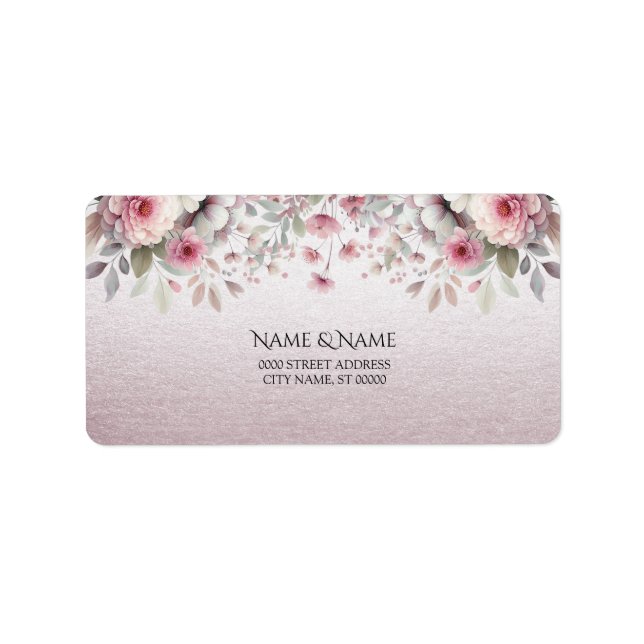 Modern Pink White Floral Address Label (Front)