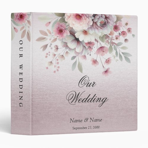 Modern Pink White Floral Album Binder
