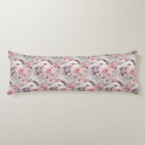 Modern Pink White Floral Body Pillow
