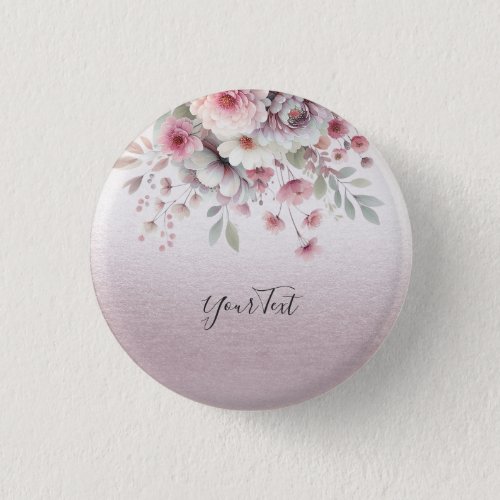 Modern Pink White Floral Button