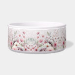 Modern Pink White Floral Ceramic Pet Bowl<br><div class="desc">Beautiful Modern Pink White Floral Ceramic Pet Bowl</div>