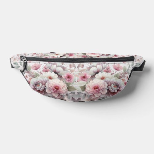 Modern Pink White Floral Fanny Pack