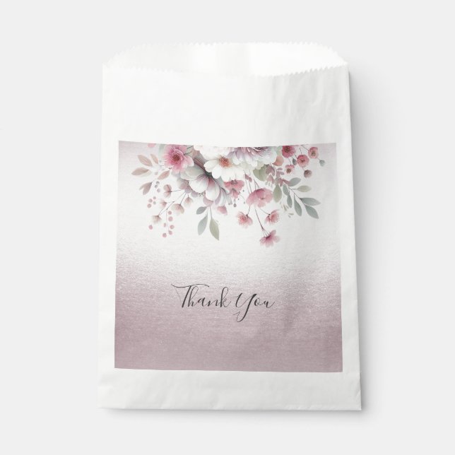 Modern Pink White Floral Favor Bag (Front)