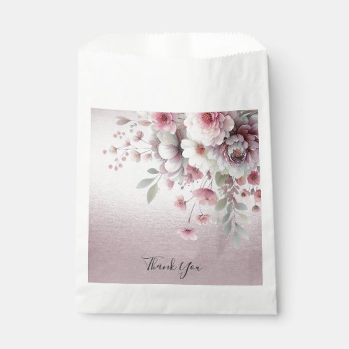 Modern Pink White Floral Favor Bag