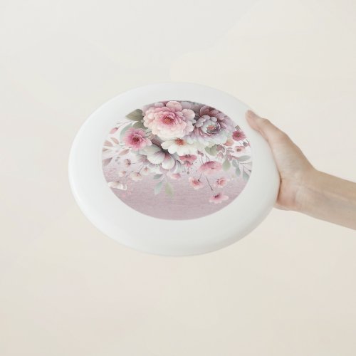 Modern Pink White Floral Frisbee
