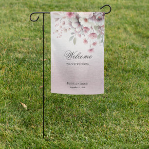 Modern Pink White Floral Garden Flag