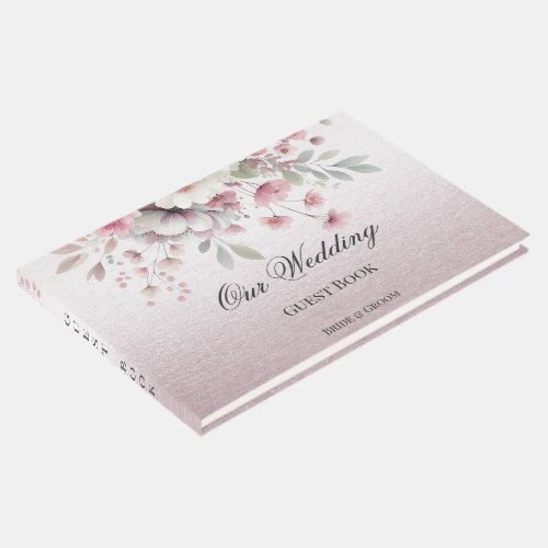 Modern Pink White Floral Guest Book