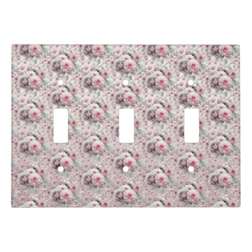 Modern Pink White Floral Light Switch Cover
