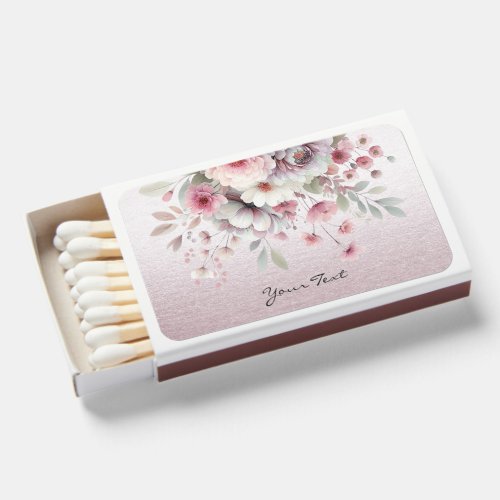 Modern Pink White Floral Matchboxes