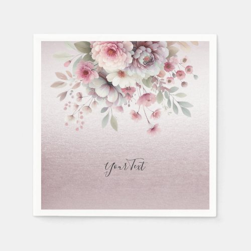 Modern Pink White Floral Napkins