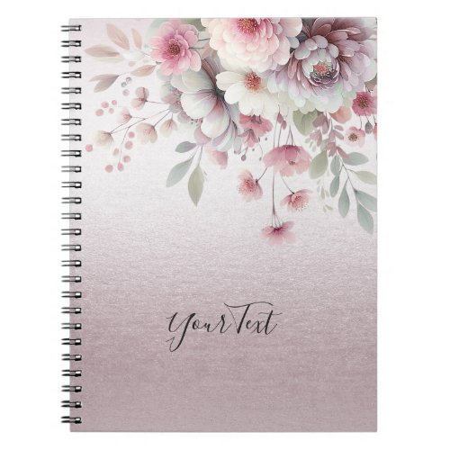 Modern Pink White Floral Notebook