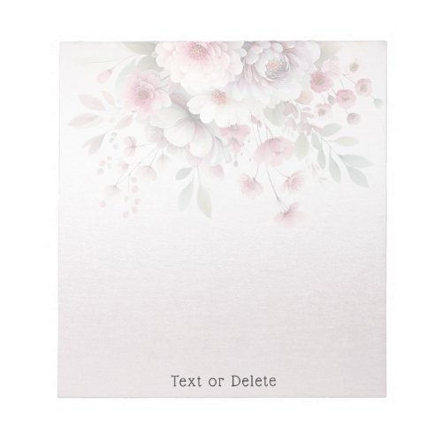 Modern Pink White Floral Notepad