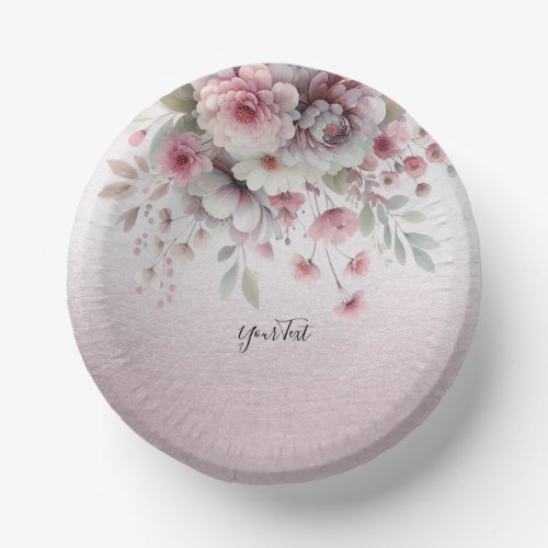 Modern Pink White Floral Paper Bowl