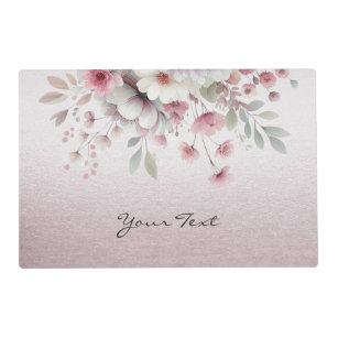 Modern Pink White Floral Placemat