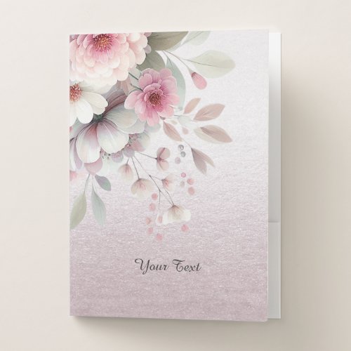 Modern Pink White Floral Pocket Folder