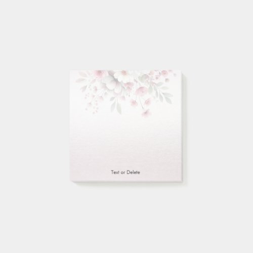 Modern Pink White Floral Post it Notes