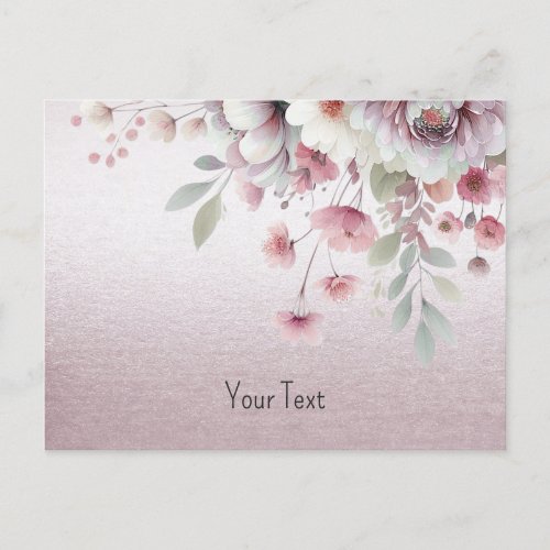 Modern Pink White Floral Postcard