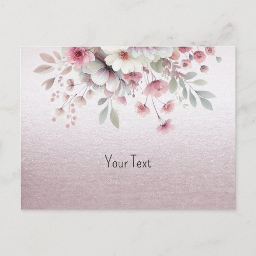 Modern Pink White Floral Postcard