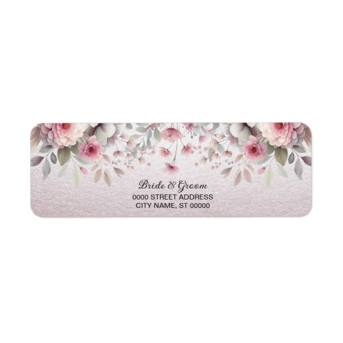 Modern Pink White Floral Return Address Label