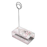 Modern Pink White Floral Table Place Card Holder