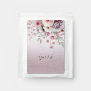 Modern Pink White Floral Tea Bag Drink Mix