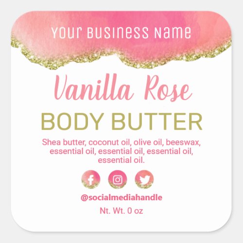Modern Pink White Gold Glitter Product Labels