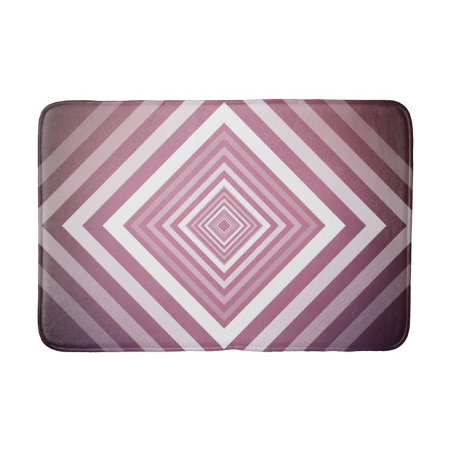 Modern Pink & White Gradation Squares Bathroom Mat (Front)