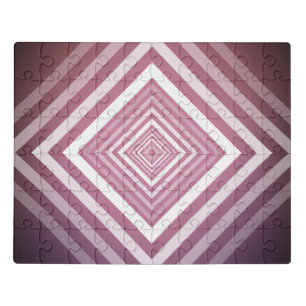 Modern Pink & White Gradation Squares Jigsaw Puzzle