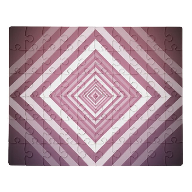 Modern Pink & White Gradation Squares Jigsaw Puzzle (Puzzle Horizontal)