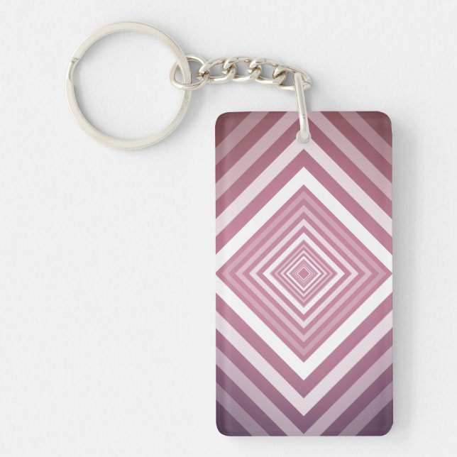 Modern Pink & White Gradation Squares Keychain (Front)