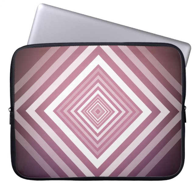 Modern Pink & White Gradation Squares Laptop Sleeve (Front)