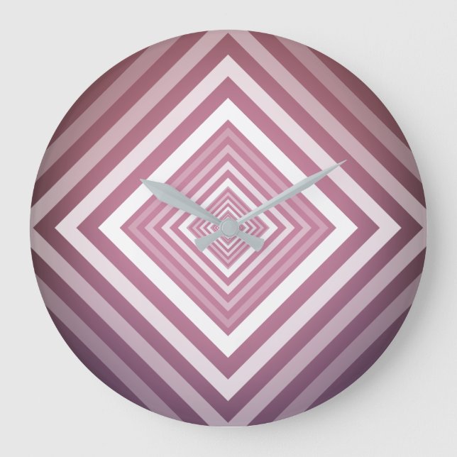 Modern Pink & White Gradation Squares Large Clock (Front)