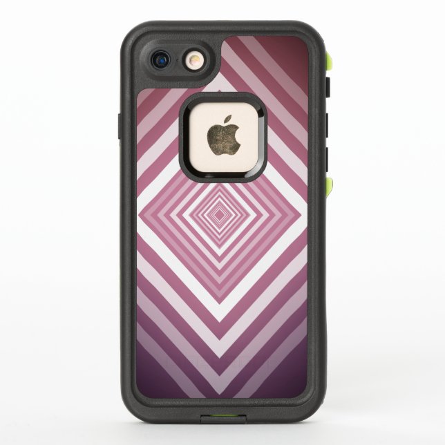 Modern Pink & White Gradation Squares LifeProof iPhone Case (Back)