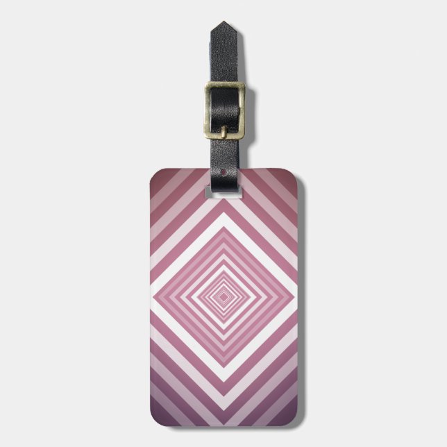 Modern Pink & White Gradation Squares Luggage Tag (Front Vertical)