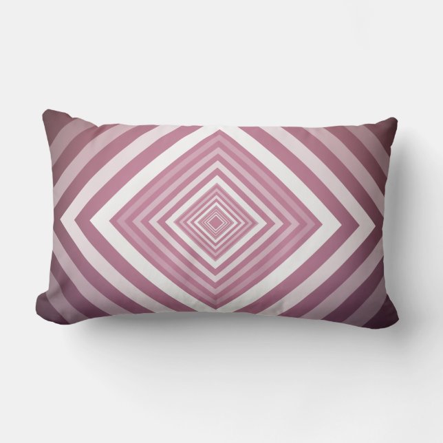 Modern Pink & White Gradation Squares Lumbar Pillow (Front)