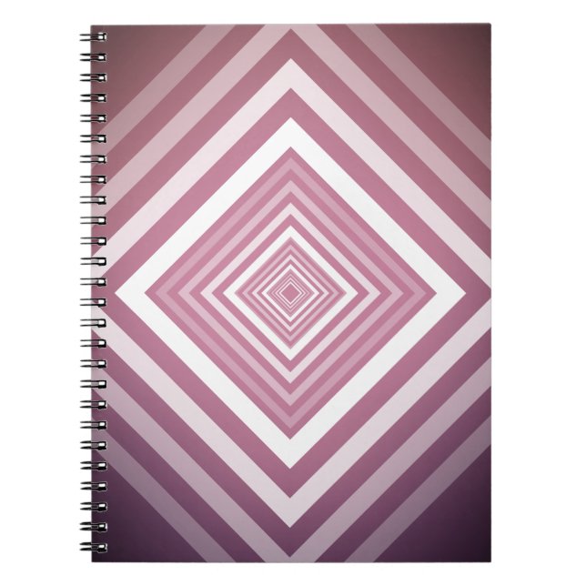 Modern Pink & White Gradation Squares Notebook (Front)