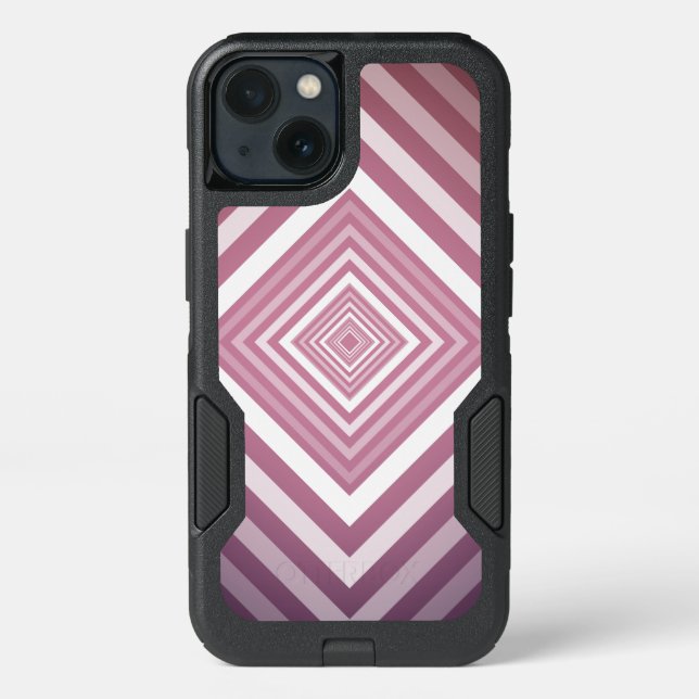 Modern Pink & White Gradation Squares Otterbox iPhone Case (Back)