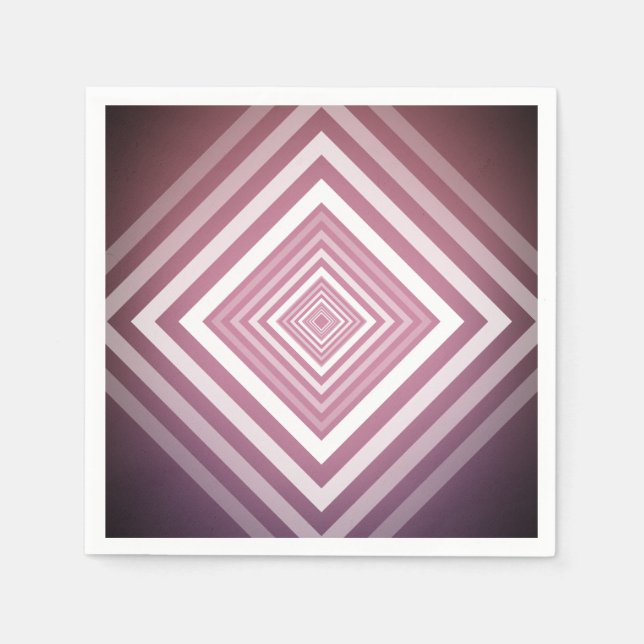 Modern Pink & White Gradation Squares Paper Napkins (Front)