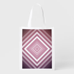 Modern Pink &amp; White Gradation Squares Reusable Grocery Bag