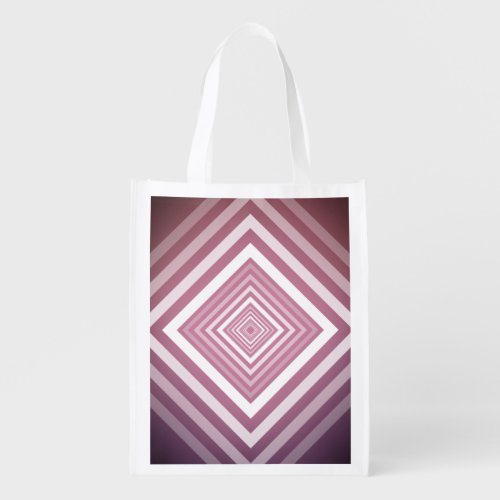 Modern Pink  White Gradation Squares Reusable Grocery Bag