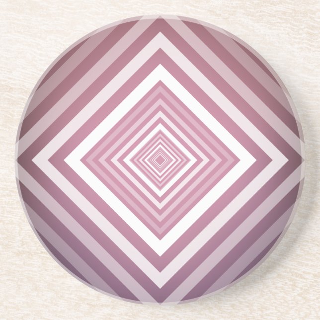 Modern Pink & White Gradation Squares Sandstone Coaster (Front)