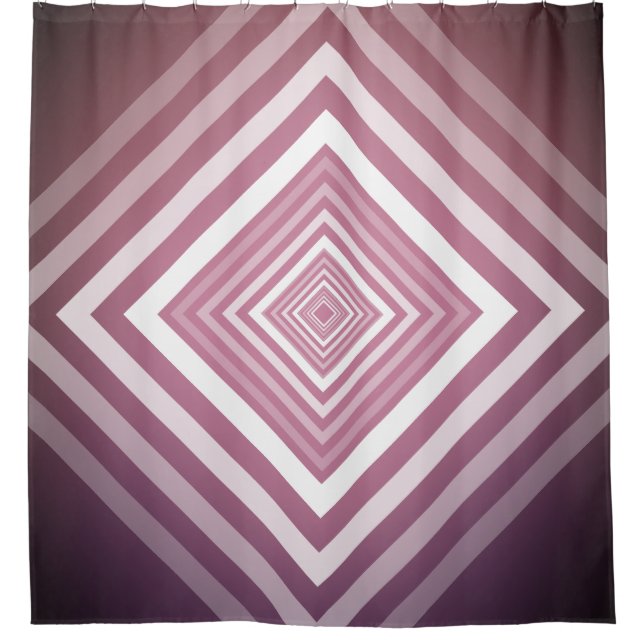 Modern Pink & White Gradation Squares Shower Curtain (Front)