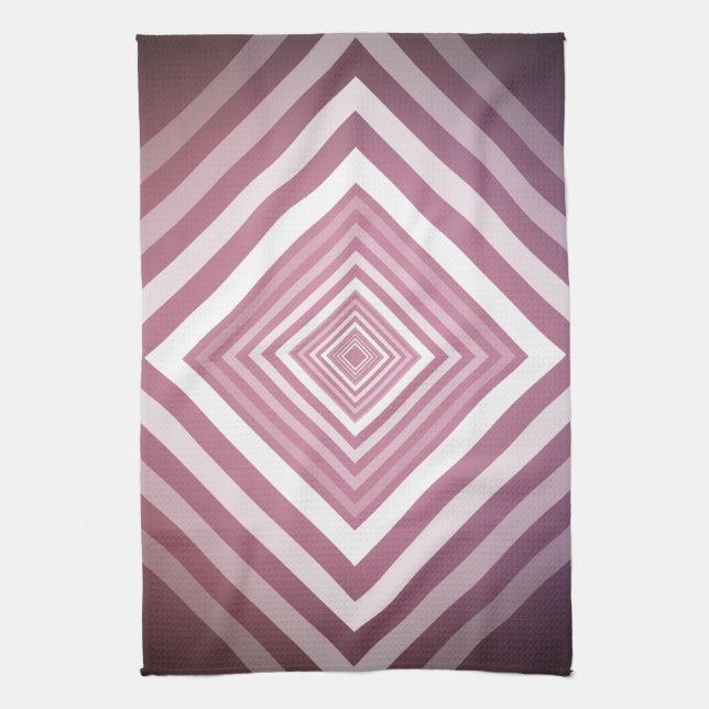 Modern Pink & White Gradation Squares Towel (Vertical)